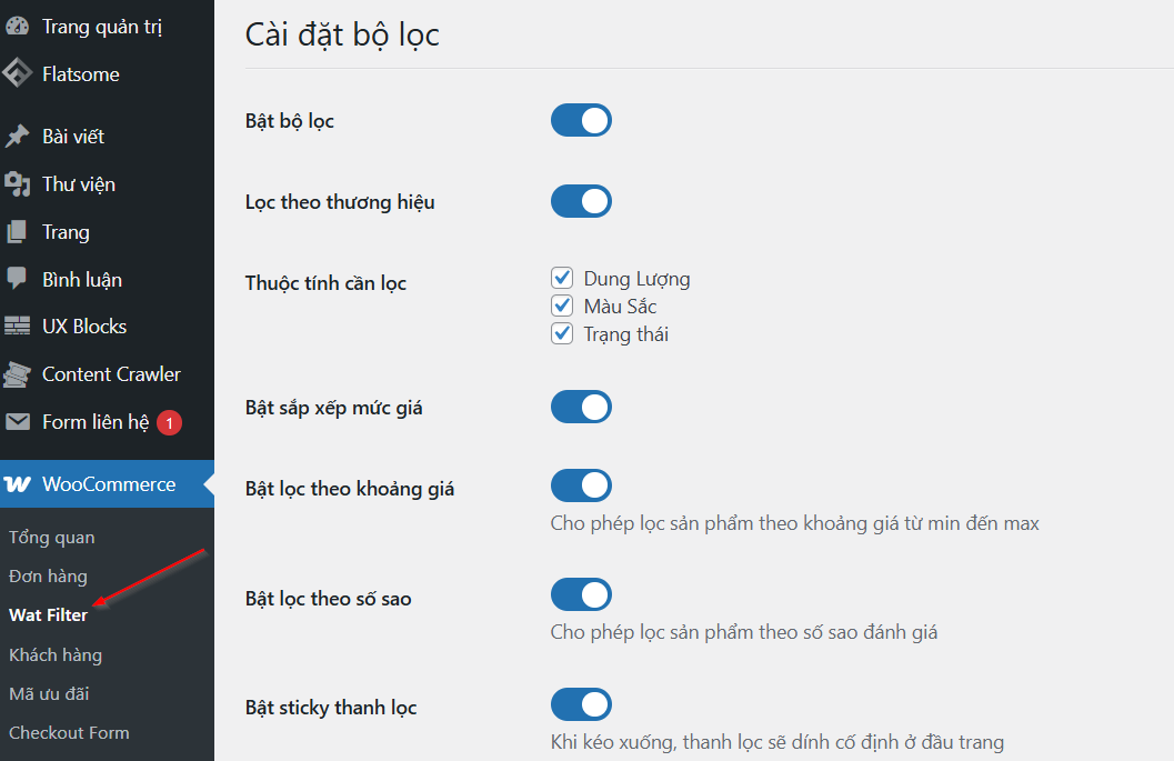 Menu cài đặt sau khi kích hoạt license thành công